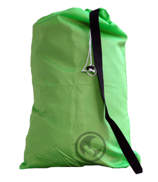 Large Nylon Laundry Bag with Strap, Fluorescent Lime Green