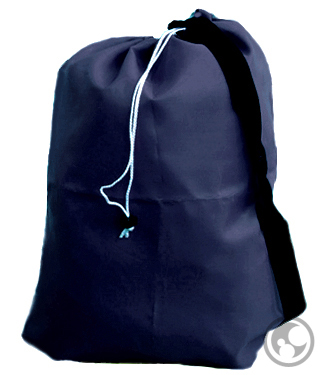 Small Nylon Laundry Bag with Strap, Navy Blue